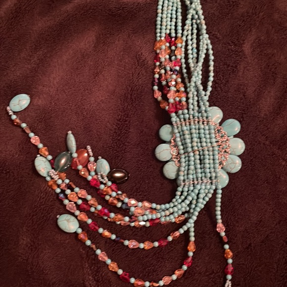 Joan Rivers Starlet Beadeds Turquoise Multishapes SilverTone Necklace 20"+3" - Picture 14 of 14